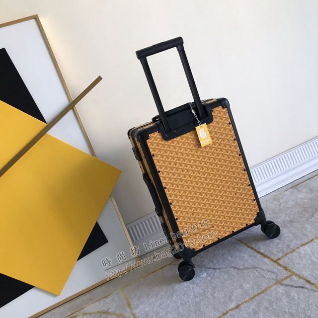Goyard行李箱 90048 戈雅拉杆箱 標誌性的印花圖案配鋁框 復古形拉箱 20寸登機箱xzx1206